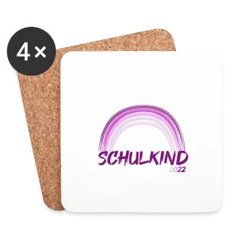 Schulkind Regenbogen 2022, Einschulung - Untersetzer (4er-Set) - Weiß - Vorne