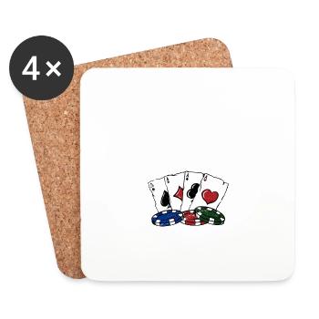 Stacked Up Card Games Poker Card Player Poker - Dessous de verre (lot de 4) - blanc - Devant