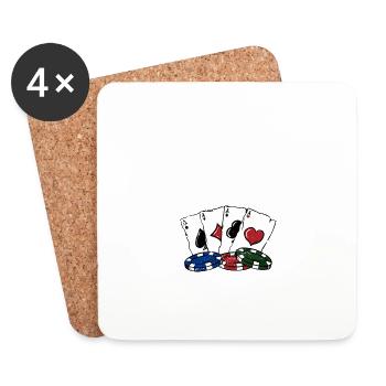 Tilt and Tell Poker Gambler Joueur de poker Jeu - Dessous de verre (lot de 4) - blanc - Devant