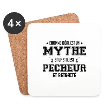 L homme idéal est pêcheur idée cadeau drôle - Dessous de verre (lot de 4) - blanc - Devant