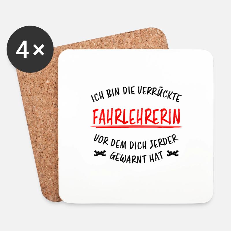 Fahrlehrerin Fahrschullehrerin Fun Spruch Geschenk - Untersetzer (4er-Set) - Weiß