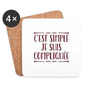 C'est Simple Je Suis Compliquée - Dessous de verre (lot de 4) - blanc - Devant