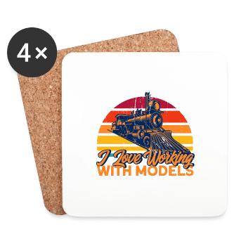 Model Railway Trains Train Ride Gift - Coasters (set of 4) - white - Front