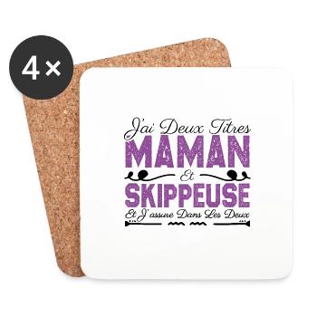 J'ai deux titres maman et Skippeuse. Cadeau Maman - Dessous de verre (lot de 4) - blanc - Devant
