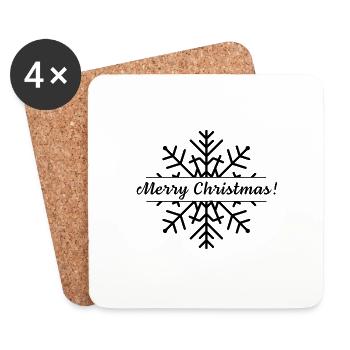 Joyeux flocon de neige de Noël, Célébration de Noël - Dessous de verre (lot de 4) - blanc - Devant