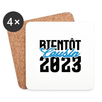 Cadeau Annonce grossesse bientôt Cousin 2023. - Dessous de verre (lot de 4) - blanc - Devant