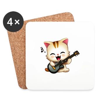 Cat making music - Coasters (set of 4) - white - Front