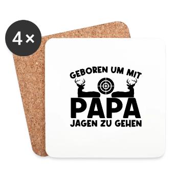 Geboren um mit Papa jagen zu gehen - Untersetzer (4er-Set) - Weiß - Vorne