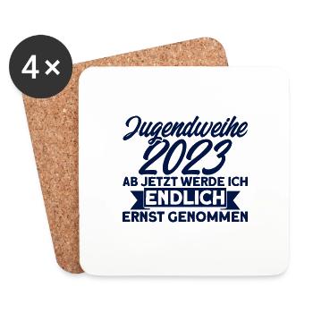 Jugendweihe 2023 Ab Jetzt Werde Ich Endlich Ernst - Untersetzer (4er-Set) - Weiß - Vorne