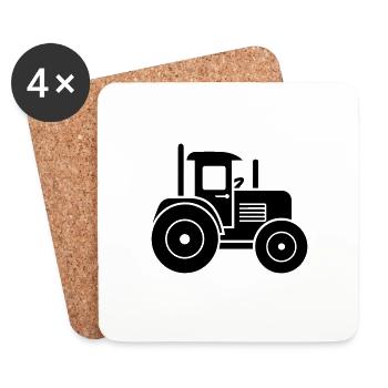 Tracteur - Dessous de verre (lot de 4) - blanc - Devant