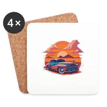 Vibrant sunset in the desert - Coasters (set of 4) - white - Front
