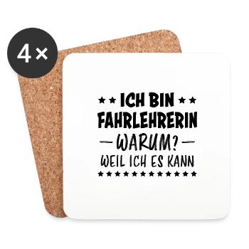 Fahrlehrerin Fahrschule Fun Fahrlehrerin Geschenk - Untersetzer (4er-Set) - Weiß - Vorne