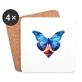 Blauer Morpho-Schmetterling - Untersetzer (4er-Set) - Weiß - Vorne