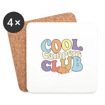 Cool Campers Club Camping Crew Hiking Lover Camp - Dessous de verre (lot de 4) - blanc - Devant