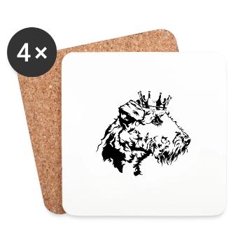 Airedale Terrier Crown Dog Dogs Wilsigns - Coasters (set of 4) - white - Front