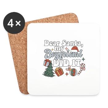 Dear Santa My Boyfriend Did It Funny Christmas - Coasters (set of 4) - white - Front