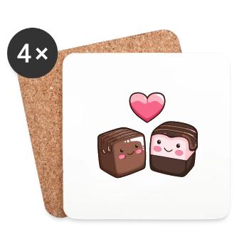 Schokolade Paar Liebe Herz Valentinstag - Untersetzer (4er-Set) - Weiß - Vorne
