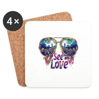 Voir avec amour l’égalité fierté Design - Dessous de verre (lot de 4) - blanc - Devant