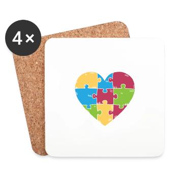 I Love Someone With Autism Awareness Month Puzzle - Coasters (set of 4) - white - Front