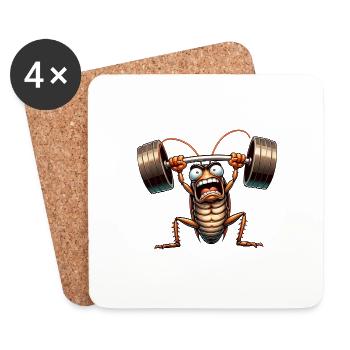 Cockroach Weightlifting Dumbbell Training Workout - Coasters (set of 4) - white - Front