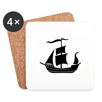 Bateau pirate - Dessous de verre (lot de 4) - blanc - Devant