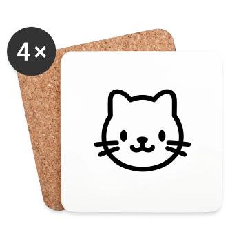 cat - Coasters (set of 4) - white - Front