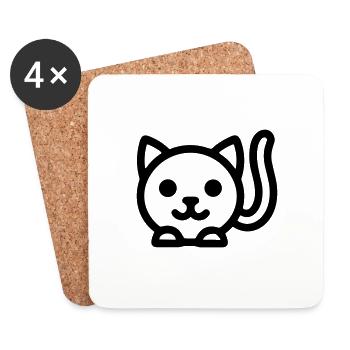 cat - Coasters (set of 4) - white - Front