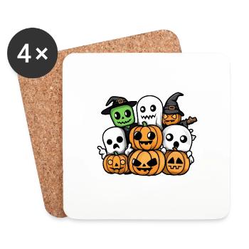 Halloween Party Comic Pumpkin Ghost - Coasters (set of 4) - white - Front