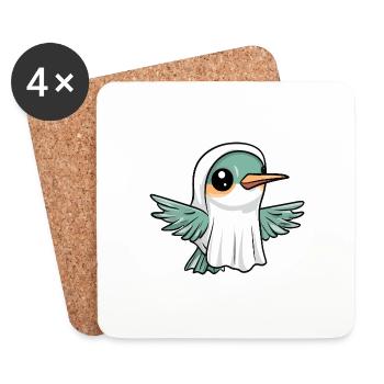 Colibri Oiseau Halloween Drôle Fantôme - Dessous de verre (lot de 4) - blanc - Devant