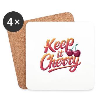 Keep It Cherry Kirschen für einen Kirschen Fans - Untersetzer (4er-Set) - Weiß - Vorne
