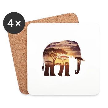 Elefant Afrika Safari - Untersetzer (4er-Set) - Weiß - Vorne