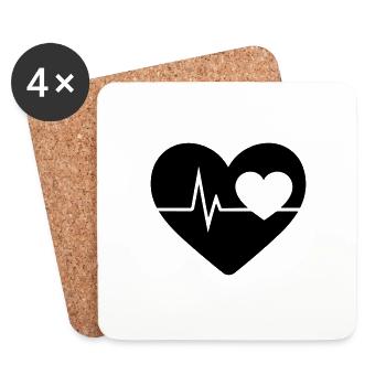battement de coeur - Dessous de verre (lot de 4) - blanc - Devant