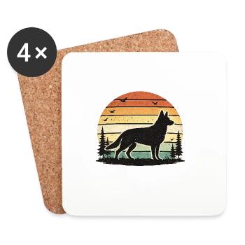 Wolf's call in retro sunset - Coasters (set of 4) - white - Front