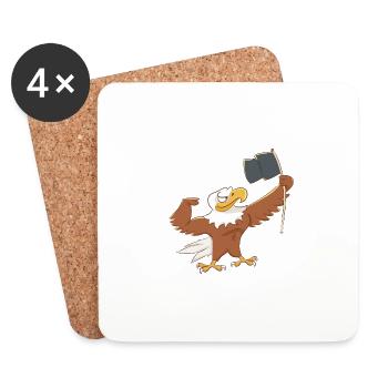 Eagle Flag Fantasy Drawing Bird COMIC - Coasters (set of 4) - white - Front