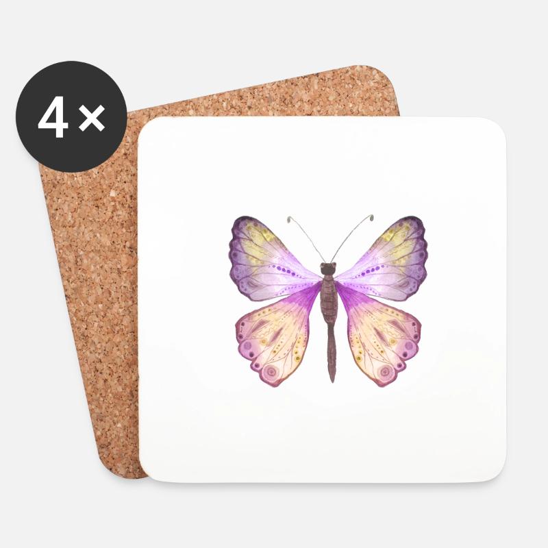 Schmetterling Frühling - Untersetzer (4er-Set) - Weiß