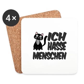 Ich hasse Menschen. - Untersetzer (4er-Set) - Weiß - Vorne