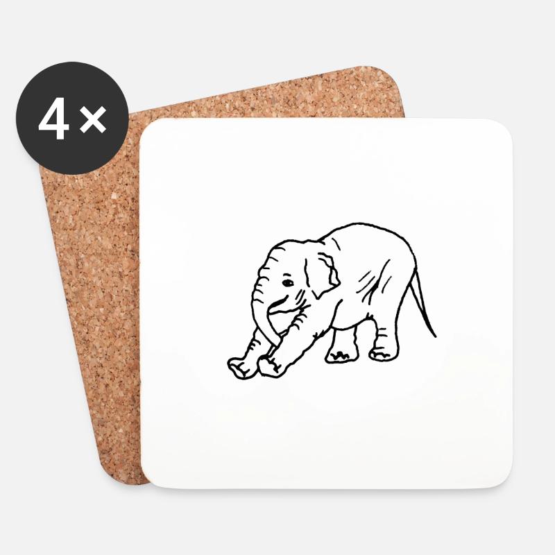 Elephant - Untersetzer (4er-Set) - Weiß