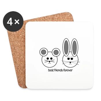 Mouse and rabbit - best friends - best friends - Coasters (set of 4) - white - Front