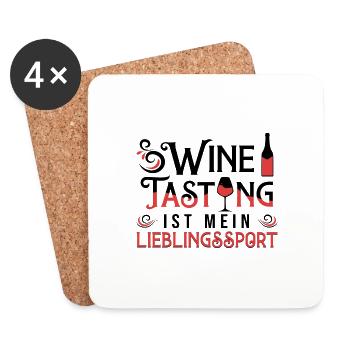 Toller Rotwein Spruch, Wein trinken Geschenk - Untersetzer (4er-Set) - Weiß - Vorne