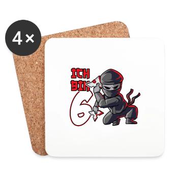 Kinder Ninja Sechster Geburtstag roter Ninja 6 - Untersetzer (4er-Set) - Weiß - Vorne
