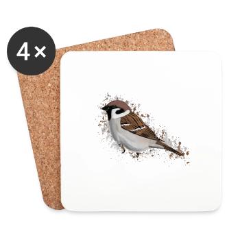 Field Sparrow Bird Bird Lover Birdwatcher - Coasters (set of 4) - white - Front
