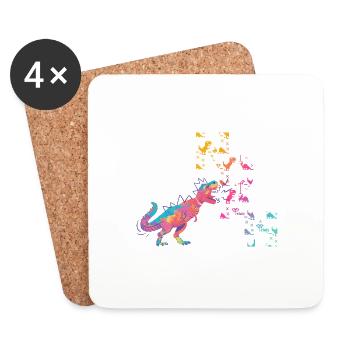 Noah - Beautiful boy name with cool dinosaurs - Coasters (set of 4) - white - Front