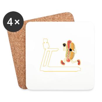 Hot Dog Stirnband Lauband Fitness Läufer Laufen - Untersetzer (4er-Set) - Weiß - Vorne