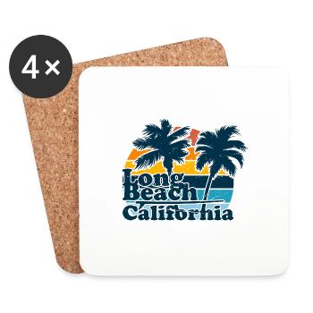 California Retro Surfer Palm Beach Vacances - Dessous de verre (lot de 4) - blanc - Devant