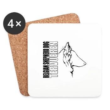BELGIAN SHEPHERD DOG TERVUEREN Profile Wilsigns - Coasters (set of 4) - white - Front