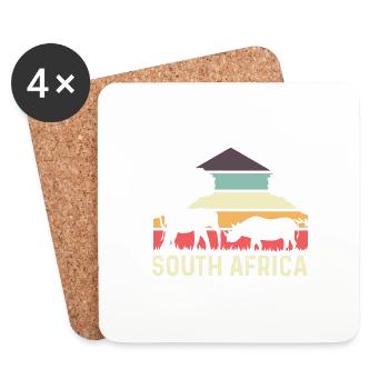 South Africa Rhino Afro Gift - Coasters (set of 4) - white - Front