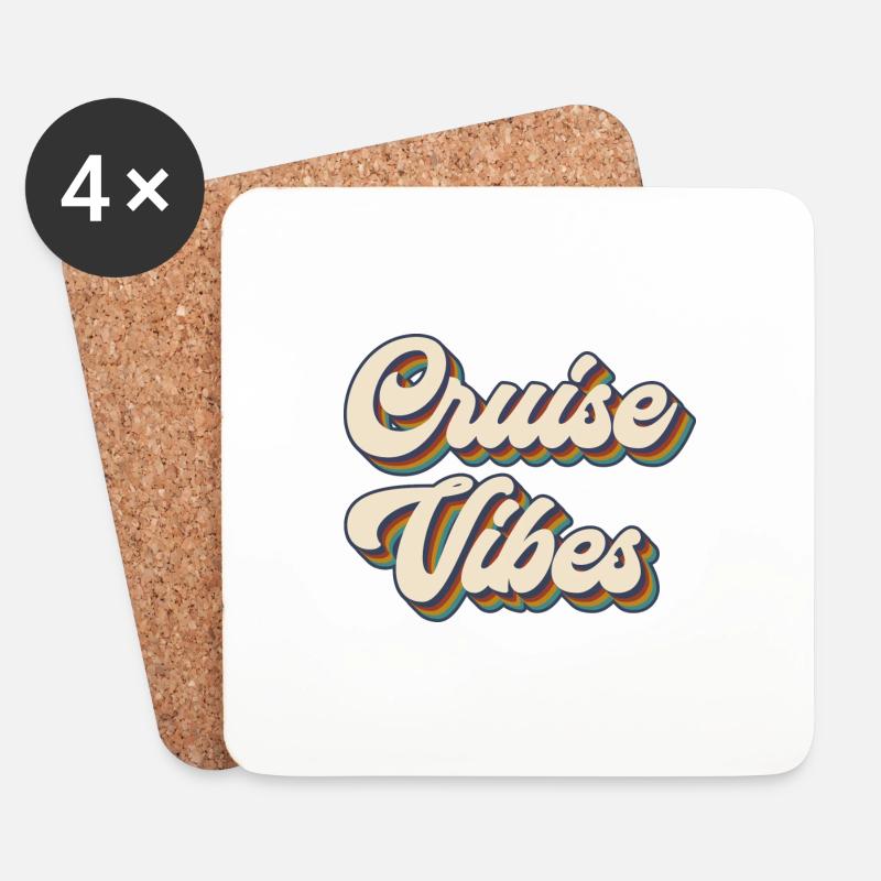 Cruise Vibes Kreuzfahrt Urlaub Boot Schiff Reise - Untersetzer (4er-Set) - Weiß