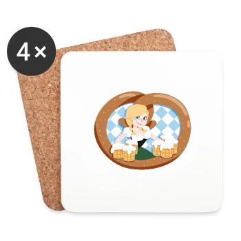 Bier Madel - Bier Mädchen - Kellnerin - Untersetzer (4er-Set) - Weiß - Vorne