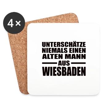 Alter Mann Wiesbaden Hessen Rentner Geburtstag - Untersetzer (4er-Set) - Weiß - Vorne