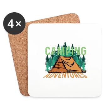 Camping -Adventure Naturperson Gift - Coasters (set of 4) - white - Front